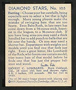 1934-1936 R327 Diamond Stars #105 Ernie Lombardi (1936) Cincinnati Reds - Back