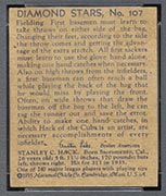 1934-1936 R327 Diamond Stars #107 Stanley Hack (1936) Chicago Cubs - Back
