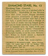 1934-1936 R327 Diamond Stars #13 George Blaeholder (1935) St. Louis Browns - Back