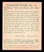 1934-1936 R327 Diamond Stars #16 Lloyd Waner (1934) Pittsburgh Pirates - Back