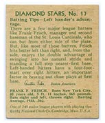 1934-1936 R327 Diamond Stars #17 Frankie Frisch (1934) St. Louis Cardinals - Back
