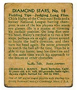 1934-1936 R327 Diamond Stars #18 “Chick” Hafey (1934) Cincinnati Reds - Back