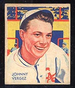 1934-1936 R327 Diamond Stars #21 Johnny Vergez (1934) New York Giants - Front