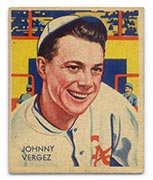 1934-1936 R327 Diamond Stars #21 Johnny Vergez (1935) New York Giants - Front
