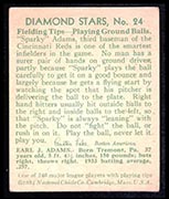 1934-1936 R327 Diamond Stars #24 “Sparky” Adams (1934) Cincinnati Reds - Back