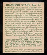 1934-1936 R327 Diamond Stars #26 “Pepper” Martin (1935) St. Louis Cardinals - Back