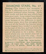 1934-1936 R327 Diamond Stars #27 “Pie“ Traynor (1935) Pittsburgh Pirates - Back