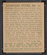 1934-1936 R327 Diamond Stars #29 Robert Rolfe (1935) New York Yankees - Back