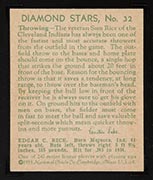 1934-1936 R327 Diamond Stars #32 Sam Rice (1935) Cleveland Indians - Back