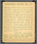 1934-1936 R327 Diamond Stars #35 Earle (Earl) Averill (1935) Cleveland Indians - Back
