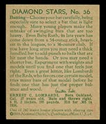 1934-1936 R327 Diamond Stars #36 Earnie (Ernie) Lombardi (1935) Cincinnati Reds - Back