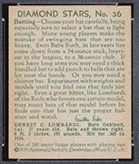 1934-1936 R327 Diamond Stars #36 Ernie Lombardi (1935) Cincinnati Reds - Back