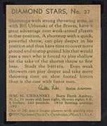 1934-1936 R327 Diamond Stars #37 Billie Urbanski (1935) Boston Braves - Back