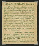 1934-1936 R327 Diamond Stars #45 “Jo Jo” White (1935) Detroit Tigers - Back
