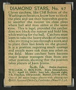 1934-1936 R327 Diamond Stars #47 Cliff Bolton (1935) Washington Senators - Back
