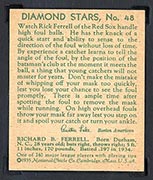 1934-1936 R327 Diamond Stars #48 Rick Ferrell (1935) Boston Red Sox - Back