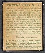 1934-1936 R327 Diamond Stars #51 John Whitehead (1935) Chicago White Sox - Back