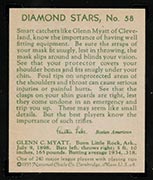 1934-1936 R327 Diamond Stars #58 Glenn Myatt (1935) Cleveland Indians - Back