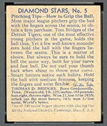 1934-1936 R327 Diamond Stars #5 Tom Bridges (1936) Detroit Tigers - Back