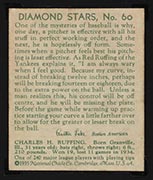 1934-1936 R327 Diamond Stars #60 Charley “Red” Ruffing (1935) New York Yankees - Back