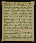 1934-1936 R327 Diamond Stars #62 Fred Frankhouse (1935) Boston Braves - Back