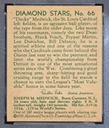 1934-1936 R327 Diamond Stars #66 “Ducky” Medwick (1935) St. Louis Cardinals - Back