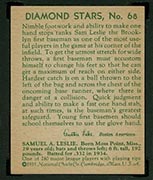 1934-1936 R327 Diamond Stars #68 Sam Leslie (1935) Brooklyn Dodgers - Back