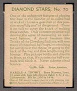 1934-1936 R327 Diamond Stars #70 Hal Trosky (1935) Cleveland Indians - Back