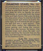 1934-1936 R327 Diamond Stars #75 Irving “Jack” Burns (1936) St. Louis Browns - Back