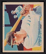 1934-1936 R327 Diamond Stars #77 Charlie Gehringer (1935, green back) Detroit Tigers - Front