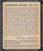1934-1936 R327 Diamond Stars #78 Joe Kuhel (1935, blue back) Washington Senators - Back