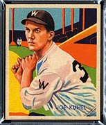 1934-1936 R327 Diamond Stars #78 Joe Kuhel (1935, green back) Washington Senators - Front
