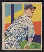 1934-1936 R327 Diamond Stars #79 Willis Hudlin (1935, blue back) Cleveland Indians - Front