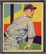 1934-1936 R327 Diamond Stars #79 Willis Hudlin (1935, green back) Cleveland Indians - Front