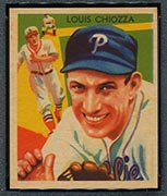 1934-1936 R327 Diamond Stars #80 Louis Chiozza (1935, blue back) Philadelphia Phillies - Front