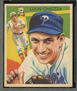 1934-1936 R327 Diamond Stars #80 Louis Chiozza (1935, green back) Philadelphia Phillies - Front