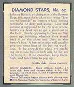 1934-1936 R327 Diamond Stars #82 John Babich (1936) Brooklyn Dodgers - Back