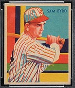 1934-1936 R327 Diamond Stars #84 Sam Byrd (1935, blue back) Cincinnati Reds - Front