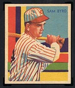 1934-1936 R327 Diamond Stars #84 Sam Byrd (1935, green back) Cincinnati Reds - Front