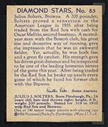1934-1936 R327 Diamond Stars #85 Julius Solters (1936) St. Louis Browns - Back