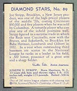 1934-1936 R327 Diamond Stars #89 Joe Stripp (1936) Brooklyn Dodgers - Back