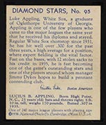 1934-1936 R327 Diamond Stars #95 Luke Appling (1936) Chicago White Sox - Back
