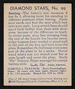 1934-1936 R327 Diamond Stars #99 “Pie” Traynor (1936) Pittsburgh Pirates - Back