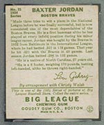 1934 Goudey #31 Baxter (Buck) Jordan Boston Braves - Back