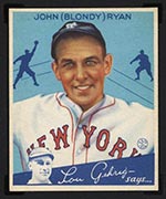 1934 Goudey #32 John (Blondy) Ryan New York Giants - Front
