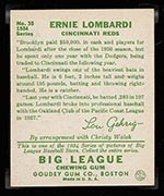1934 Goudey #35 Ernie Lombardi Cincinnati Reds - Back