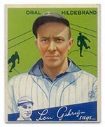 1934 Goudey #38 Oral Hildebrand Cleveland Indians - Front