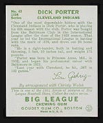 1934 Goudey #43 Dick Porter Cleveland Indians - Back