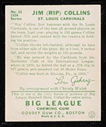 1934 Goudey #51 Jim (Rip) Collins St. Louis Cardinals - Back