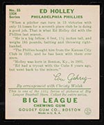 1934 Goudey #55 Ed Holley Philadelphia Phillies - Back